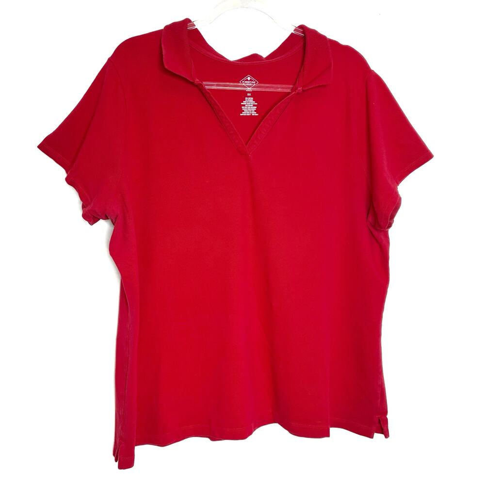 St. John's Bay Red Polo Shirt Short Sleeve 98% Cotton Womens 2X